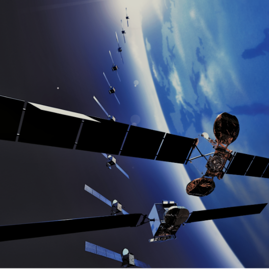 Satelliten in der Erdatmosphäre.