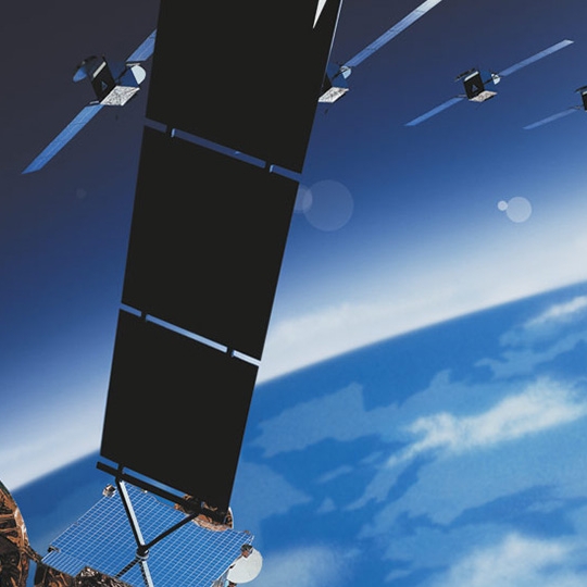 Satelliten in der Erdatmosphäre.