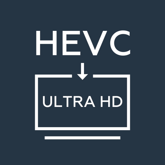 Grafische Darstellung, dass HEVC am Fernseher verfügbar ist.