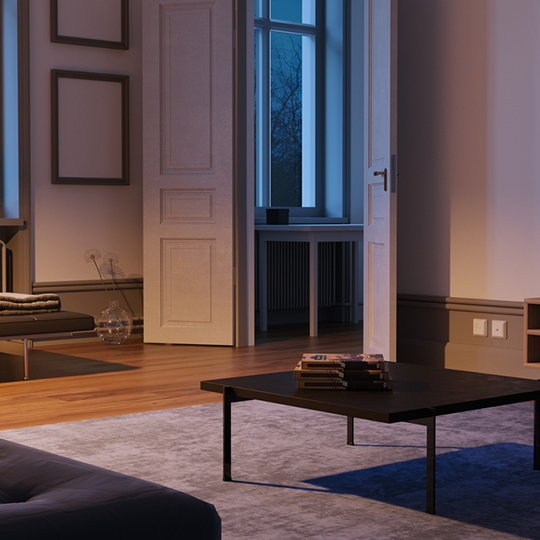 Wohnzimmer mit Fernseher.