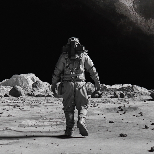 Astronaut auf einem Planeten.