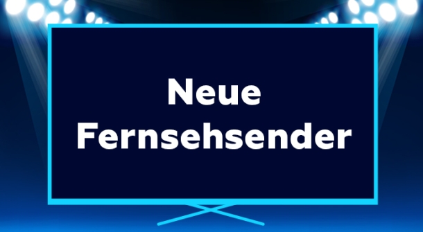 Der Text ‚Neue Fernsehsender‘ auf einem Fernseher.